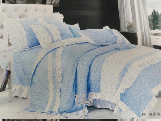 Сатин для постельного белья, бантики на голубом фоне | Textile Plaza