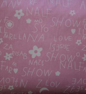 Ткань для детского постельного белья, надписи/цветочки (компаньон) | Textile Plaza
