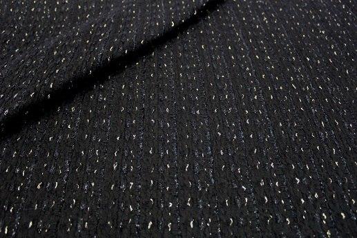 Жаккард костюмный CHANEL черно-синий с люрексом | Textile Plaza