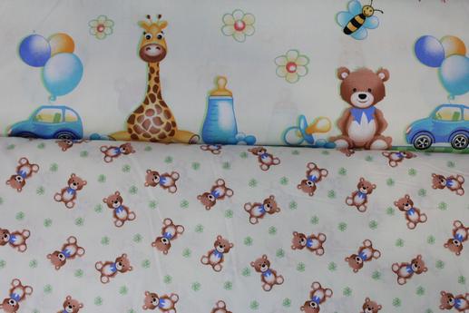Тканина для дитячої постільної білизни, ведмедики/жирафік | Textile Plaza