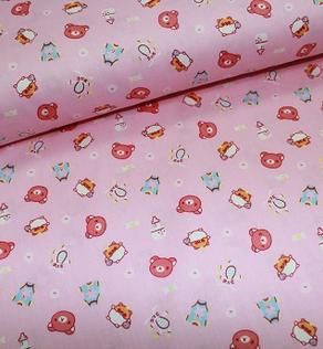 Сатин для постельного белья, мишки на розовом фоне | Textile Plaza
