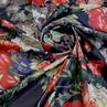 Плащова тканина принт квіти на чорному | Textile Plaza