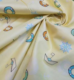 Тканина для дитячої постільної білизни, морська тематика на світло-жовтому фоні (компаньйон) | Textile Plaza