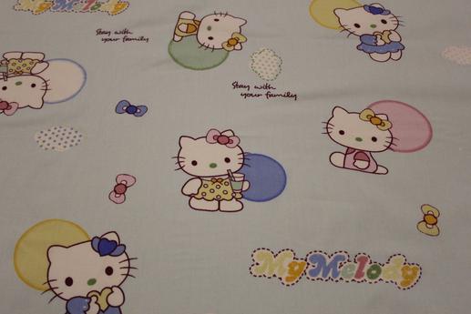 Ткань для постельного белья, Hello Kitty, бантики, кружочки | Textile Plaza
