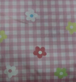 Ткань для детского постельного белья, цветочки, фон в клетку(компаньон) | Textile Plaza