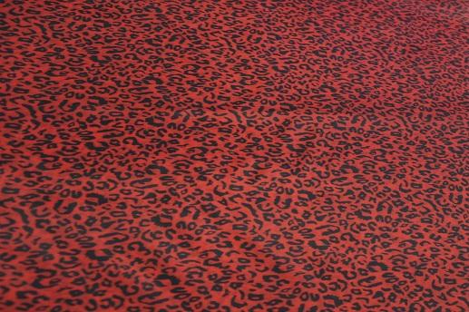 Подкладочная ткань, леопардовый принт на красном | Textile Plaza