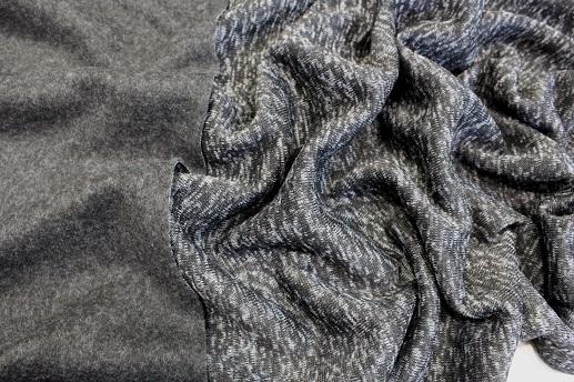 Трикотаж меланж на флісі сірий з чорним | Textile Plaza