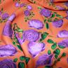 Шелк Италия фиолетовые цветы на оранжевом Gucci (остаток 145см, ) | Textile Plaza