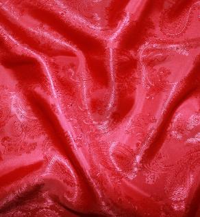 Підкладкова тканина жаккард, турецький огірок, червона | Textile Plaza