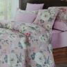 Сатин для постельного белья, белые и красные цветы на нежно-розовом | Textile Plaza