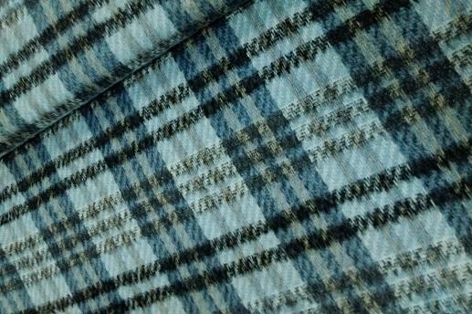 Шерсть пальтовая, клетка, серо-синяя | Textile Plaza