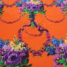Шовк GUCCI фіолетовий квітковий принт на помаранчевому фоні | Textile Plaza