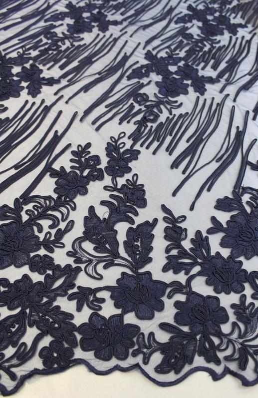 Сетка вышивка, темно-синяя | Textile Plaza