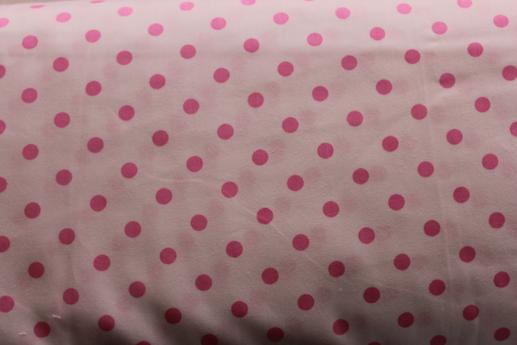 Сатин для постельного белья, ярко-розовый горох на белом | Textile Plaza