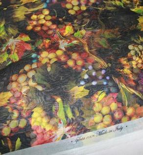 Органза Италия гроздья винограда D&G (остаток 150см,) | Textile Plaza