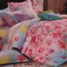 Сатин для постельного белья, крупные цветы на розово-голубом фоне | Textile Plaza