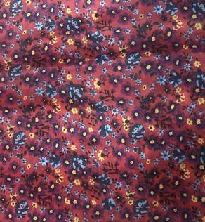 Подкладочная ткань нейлон, принт цветы на красном | Textile Plaza
