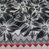 Жаккард Італія чорно-біло-червоний квітковий принт | Textile Plaza