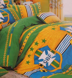 Сатин для постельного белья, футбольная тематика, желто-зеленая гамма | Textile Plaza