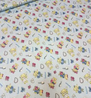 Ткань для детского постельного белья мишки на голубом | Textile Plaza