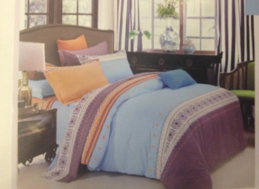Сатин для пошива постельного белья, узоры, голубой фон | Textile Plaza