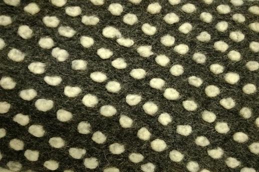 Шерсть пальтовая, черный в мелкий белый горошек | Textile Plaza