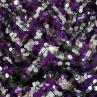 Сетка вышивка пайетками, серебро с фиолетовым | Textile Plaza