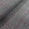 Костюмная ткань Клетка черно-белая с бордовой полоской | Textile Plaza