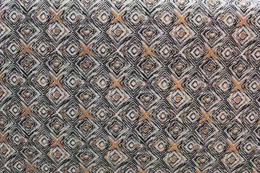 Парча жаккард PRADA серебристо-черный абстрактный принт с медными акцентами | Textile Plaza