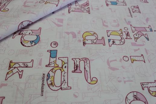 Ткань для детского постельного, буквы/ Снупи | Textile Plaza