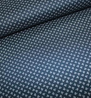 Бавовна кольорова дрібні листочки на темно-синьому тлі | Textile Plaza