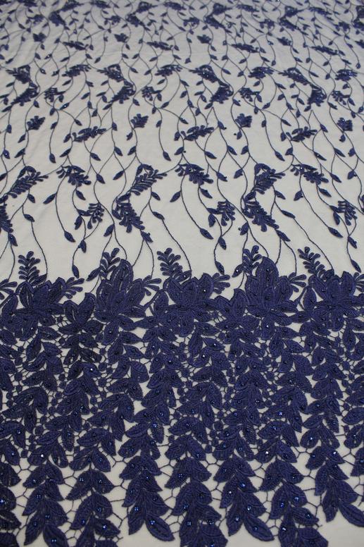Сетка вышивка темно-синего цвета | Textile Plaza