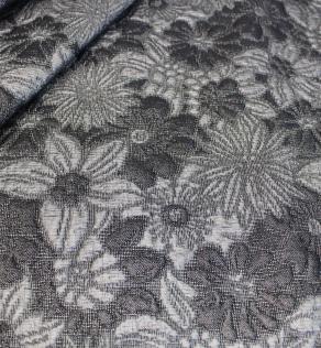 Жаккард Італія сіро-срібний квітковий принт | Textile Plaza