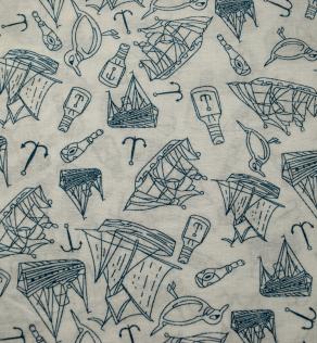 Хлопок принт, арт. 11452/9/1, Кораблики | Textile Plaza