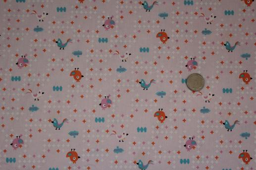 Ткань для детского постельного белья, птички, розовый фон | Textile Plaza