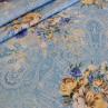 Сатин цветы на голубом | Textile Plaza