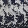 Сітка вишивка квітковий візерунок, колір темно-синій | Textile Plaza