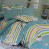 Тканина для дитячої постільної білизни, Hello Kitty/квіточки/різнокольорові смужки в блакитному кольорі | Textile Plaza