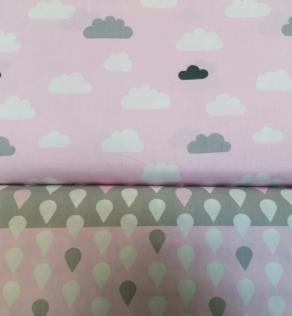 Тканина для дитячої постільної білизни, хмаринки, крапельки компаньйон | Textile Plaza