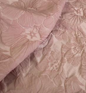 Костюмна тканина жаккард, квітковий принт на рожевому | Textile Plaza