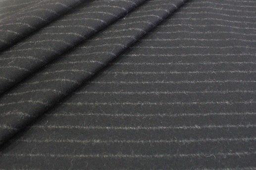 Пальтова тканина, чорна в сіру смужку | Textile Plaza