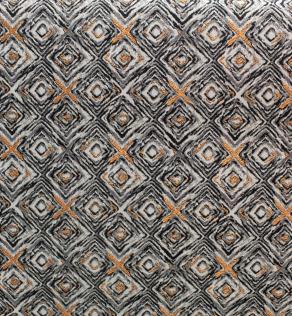 Парча жаккард PRADA сріблясто-чорний абстрактний принт з мідними акцентами | Textile Plaza