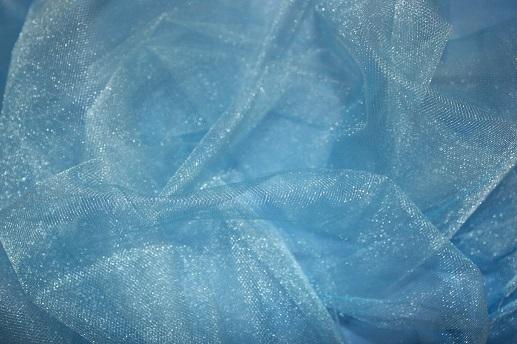 Фатин перламутр цвет голубой | Textile Plaza