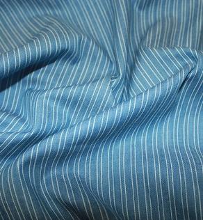 Джинс цветной мелкая белая полоса на голубом | Textile Plaza