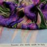 Джинс Италия принт фиолетовые тюльпаны на голубом фоне | Textile Plaza
