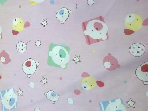 Ткань для пошива постельного белья, мишки/собачки, розовый фон | Textile Plaza