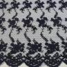 Сетка вышивка цветочный узор, цвет темно-синий | Textile Plaza