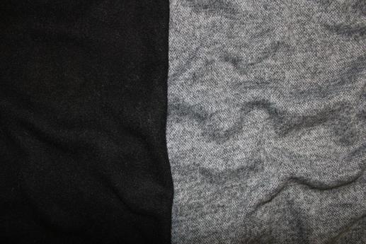 Трикотаж меланж на флисе, колір сірий/чорний | Textile Plaza