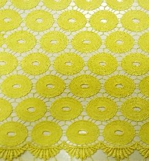 Ажур, колір жовтий, круги | Textile Plaza