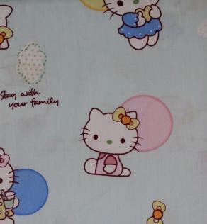 Ткань для детского постельного белья, Hello Kitty в разноцветных костюмчиках | Textile Plaza